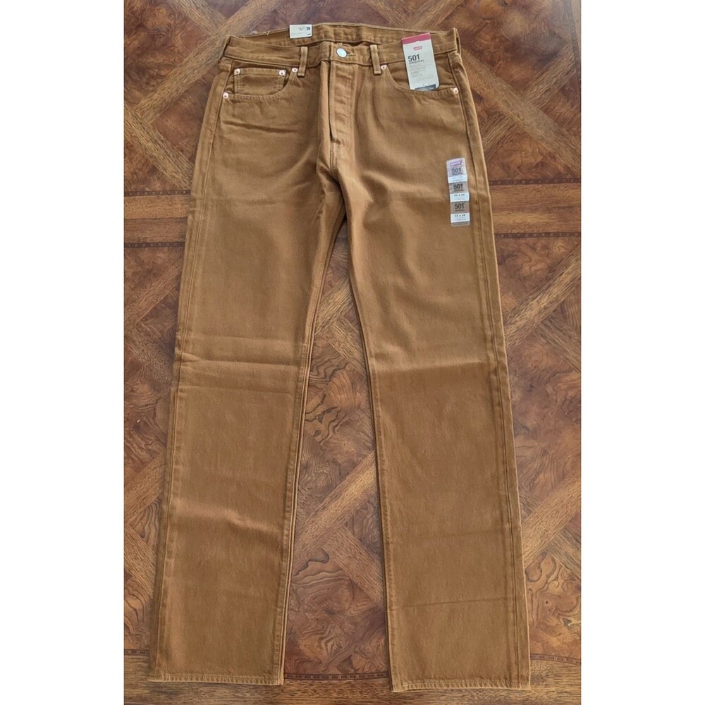 Levi's Men's 501 Original Fit Straight Leg Button Fly Jeans 33x34 Tobacco Brown